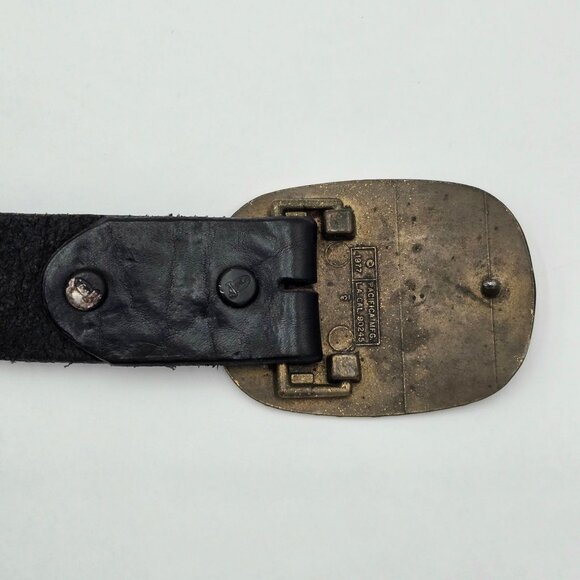 VTG KISS Love Gun Pacifica Belt Buckle w/ 42" Black Leather Brass 1977 - Picture 3 of 12